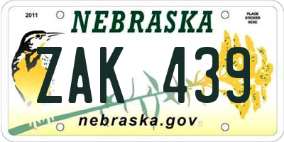 NE license plate ZAK439