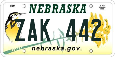 NE license plate ZAK442