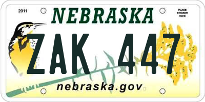 NE license plate ZAK447