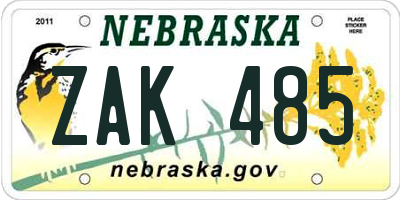 NE license plate ZAK485
