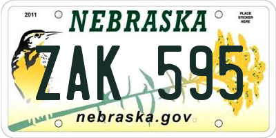 NE license plate ZAK595