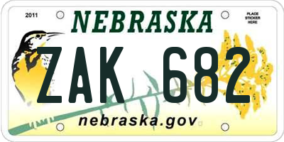 NE license plate ZAK682