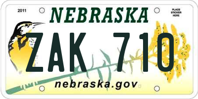 NE license plate ZAK710