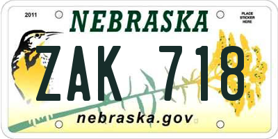 NE license plate ZAK718