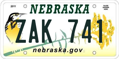NE license plate ZAK741
