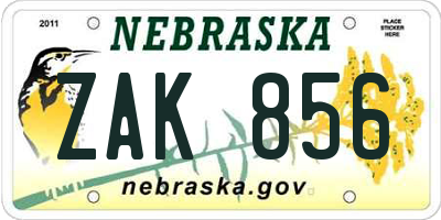 NE license plate ZAK856
