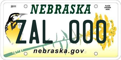NE license plate ZAL000