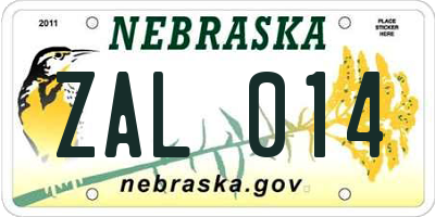 NE license plate ZAL014