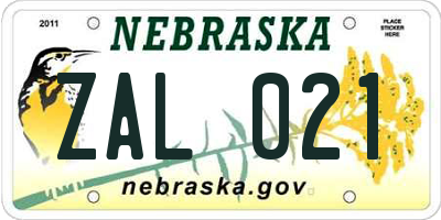 NE license plate ZAL021