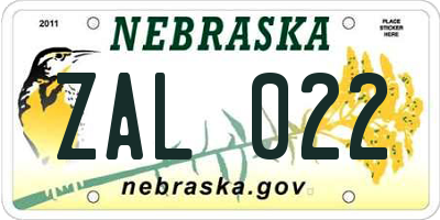 NE license plate ZAL022