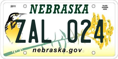 NE license plate ZAL024