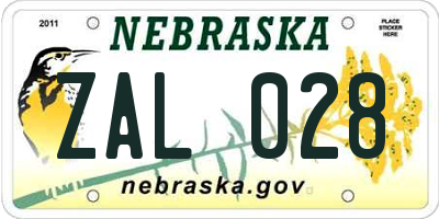 NE license plate ZAL028
