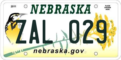NE license plate ZAL029
