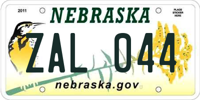 NE license plate ZAL044