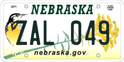 NE license plate ZAL049