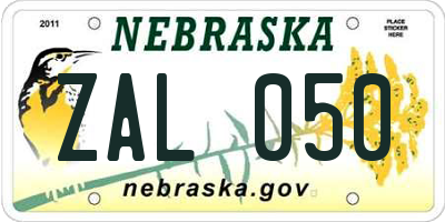 NE license plate ZAL050