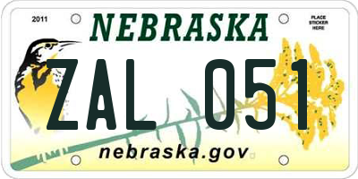 NE license plate ZAL051