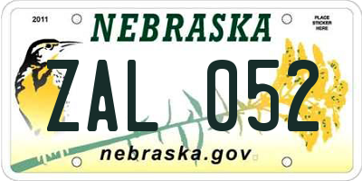NE license plate ZAL052
