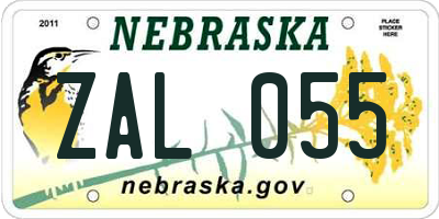 NE license plate ZAL055