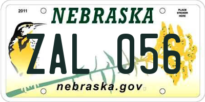 NE license plate ZAL056