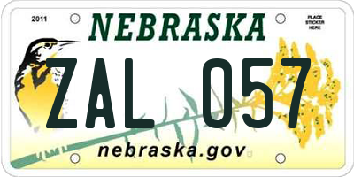 NE license plate ZAL057