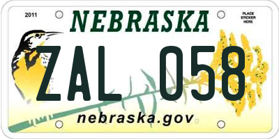 NE license plate ZAL058