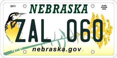 NE license plate ZAL060