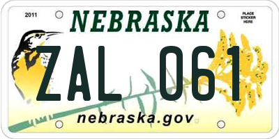 NE license plate ZAL061