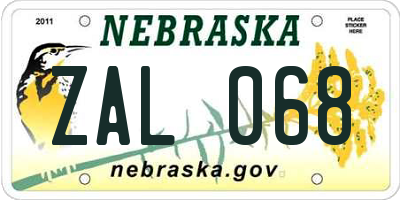 NE license plate ZAL068