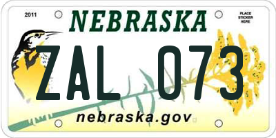 NE license plate ZAL073