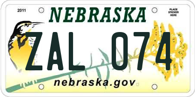 NE license plate ZAL074