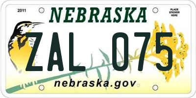 NE license plate ZAL075