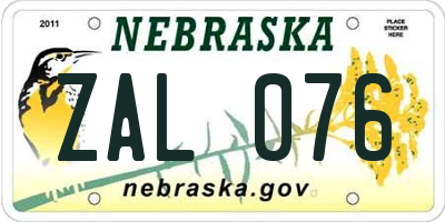 NE license plate ZAL076