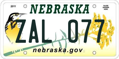 NE license plate ZAL077