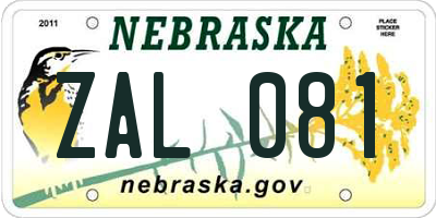 NE license plate ZAL081
