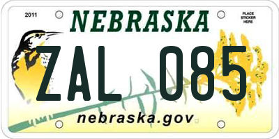 NE license plate ZAL085