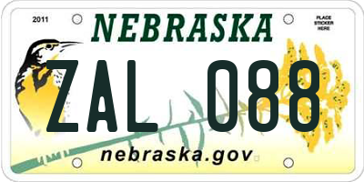 NE license plate ZAL088