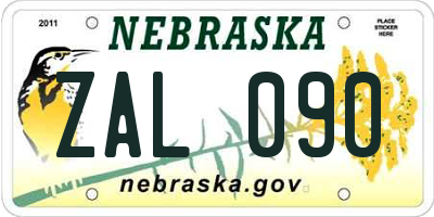NE license plate ZAL090
