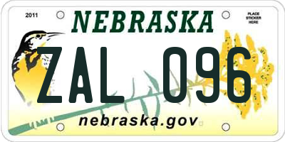 NE license plate ZAL096