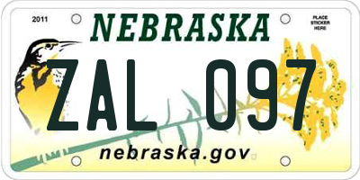 NE license plate ZAL097