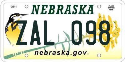 NE license plate ZAL098