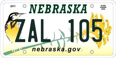 NE license plate ZAL105