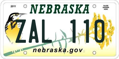 NE license plate ZAL110