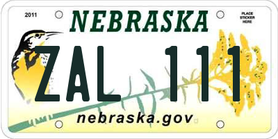 NE license plate ZAL111