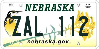 NE license plate ZAL112