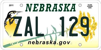 NE license plate ZAL129