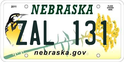 NE license plate ZAL131