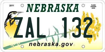 NE license plate ZAL132