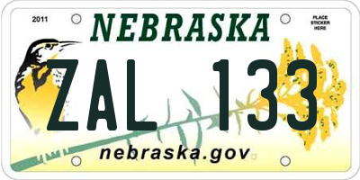 NE license plate ZAL133
