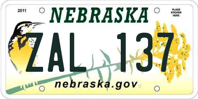 NE license plate ZAL137